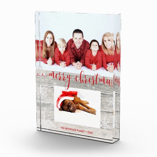 Rustiek Hout Vrolijk Kerstfeest - Fotoblok (Rechts)