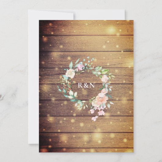 Rustiek Hout Waterverf Groen Bloemen Huwelijk Kaart (Achterkant)