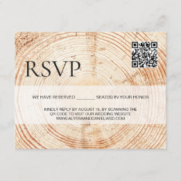 Rustiek hout Wedding website QR code rsvp Informatiekaartje