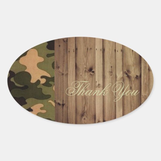 rustiek hout western Camo bruiloft dank u Ovale Sticker (Voorkant)