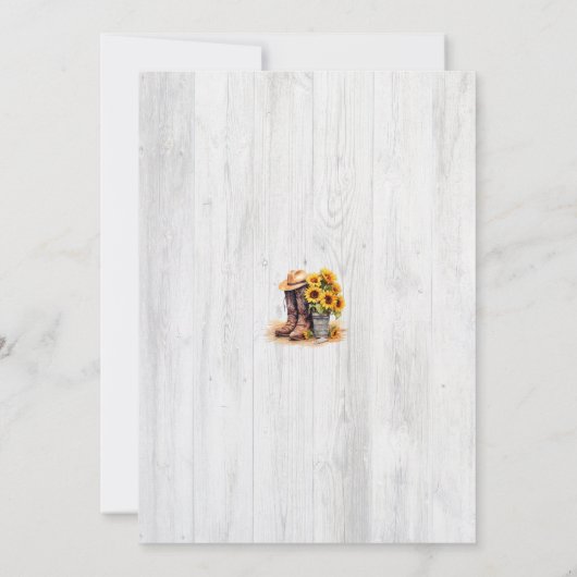 Rustiek Hout Western Zonnebloem Thanksgiving Diner Kaart (Achterkant)