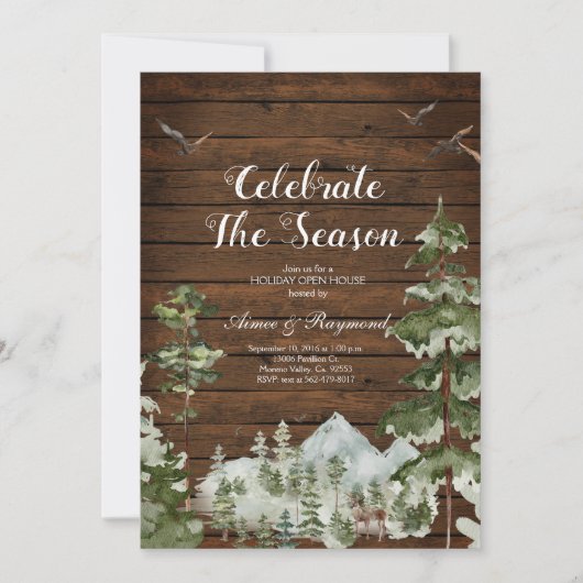 Rustiek hout winter Vier het seizoen open huis Kaart (Voorkant)