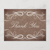 Rustiek Hout wit Bloemen  Dank u Briefkaart (Voorkant)