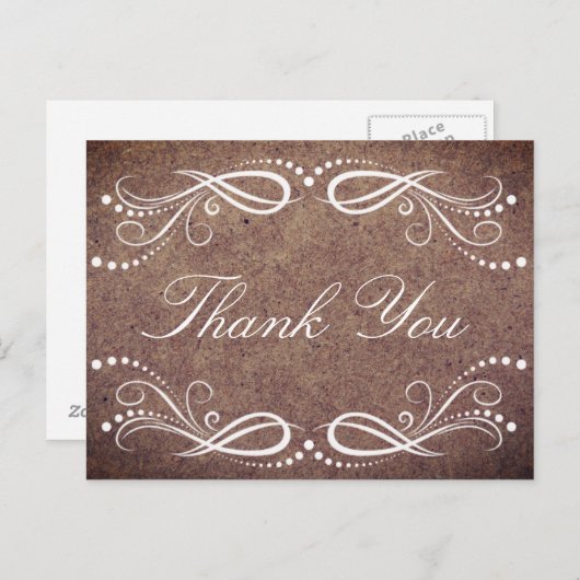 Rustiek Hout wit Bloemen  Dank u Briefkaart (Voorkant / Achterkant)