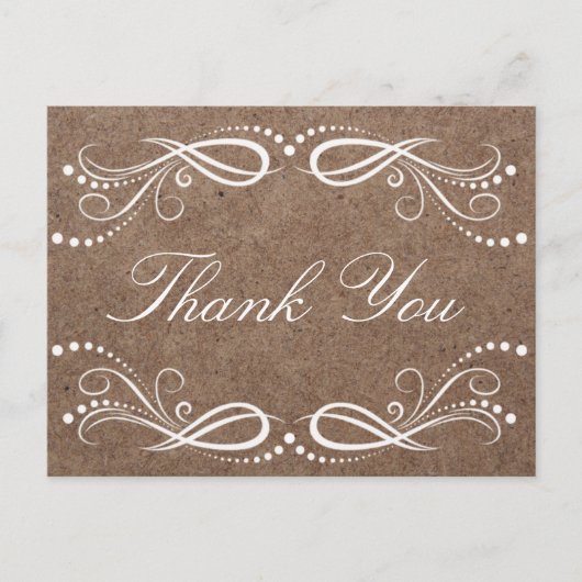 Rustiek Hout wit Bloemen  Dank u Briefkaart (Voorkant)