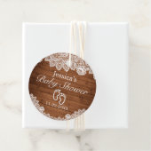 Rustiek hout & wit kant Baby shower Bedankjes Labels (In situ)