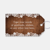 Rustiek hout & wit kant Baby shower Cadeaulabel (Voorkant (Horizontaal))