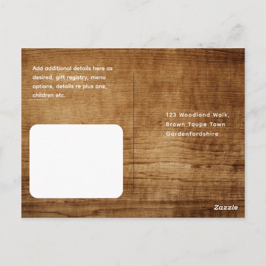 Rustiek Hout Wit Kant Bruiloft RSVP - Bijpassende  Briefkaart (Achterkant)