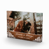 Rustiek Hout & Wit Kant Foto Overlay Glas Blok (Rechts)