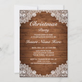 Rustiek Hout & Wit Kant Kerstfeest Kaart (Voorkant)