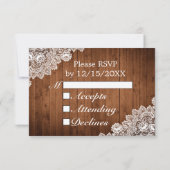 Rustiek Hout & Wit Kant Kerstfeest RSVP Kaartje (Achterkant)