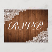 Rustiek Hout & Wit Kant RSVP Uitnodiging (Voorkant)