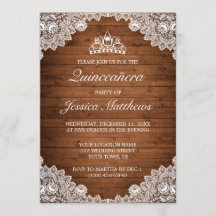 Rustiek hout & wit kant Tiara Quinceañera