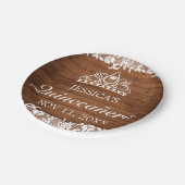 Rustiek hout & wit kant Tiara Quinceañera Papieren Bordje (Gekanteld)
