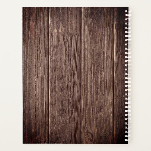 Rustiek hout wit net getrouwd elegante bruiloften planner (Achterkant)