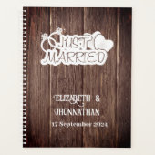 Rustiek hout wit net getrouwd elegante bruiloften planner (Voorkant)