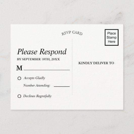 Rustiek Hout Wit Rose Goud Lijst | RSVP-Briefkaart Uitnodiging Briefkaart (Achterkant)