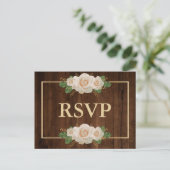 Rustiek Hout Wit Rose Goud Lijst | RSVP-maaltijd Uitnodiging Briefkaart (Staand voorkant)