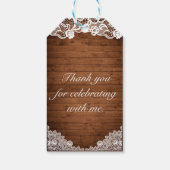 Rustiek Hout & Witte Kant Bat Mitzvah Cadeaulabel (Achterkant)