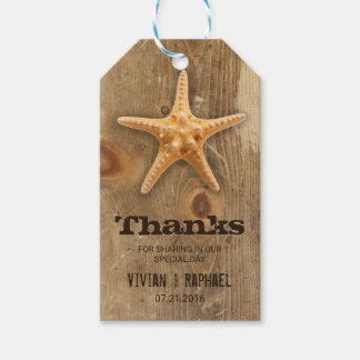 Rustiek hout & zeesterren bruiloft dank u cadeau L Cadeaulabel