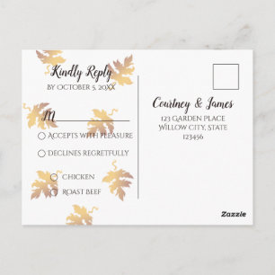 Rustiek hout & Zonnebloem   Herfst bruiloft RSVP Briefkaart
