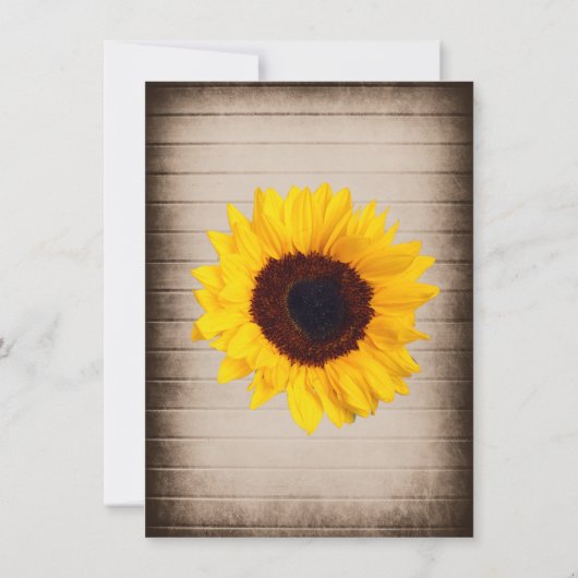 Rustiek hout zonnebloem repetitie diner uitnodigin kaart (Achterkant)