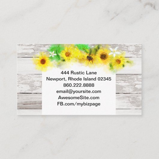 Rustiek  Hout Zonnebloemen Citrus Citrus Citrus Visitekaartje (Achterkant)