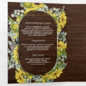 Rustiek Hout Zonnebloemen Eucalyptus 3 in 1 Bruilo Drieluik Uitnodiging (Binnenzijde eerst)