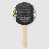 Rustiek hout zonnebloemen wit kant bruiloft ceremo handwaaier (Achterkant)