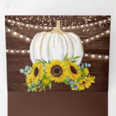 Rustiek hout zonnebloemen witte pompoen herfst bru drieluik uitnodiging (Binnenzijde eerst)