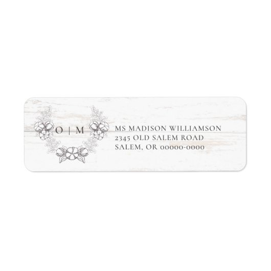 Rustiek Hout Zuidelijke Katoenen Krans Monogram Etiket (Voorkant)