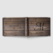 Rustiek hout zwart monogram bruiloft gastenboek (Volledig)