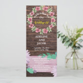 Rustiek Houten Bloemen Script Trouwprogramma Kaart (Staand voorkant)
