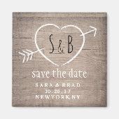 Rustiek Houten Hart Elegant SAVE THE DATE Magnet Magneet (Voorkant)