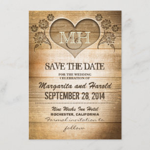 rustiek houten land bewaar de datumkaarten save the date