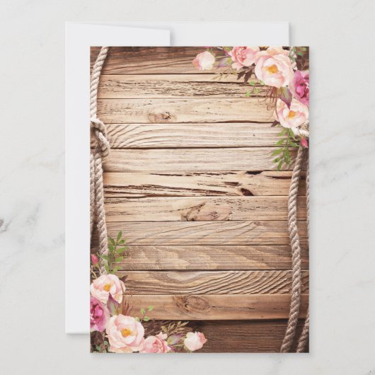 Rustiek Houten Land Bloemen Stijl Afstuderen Kaart (Achterkant)