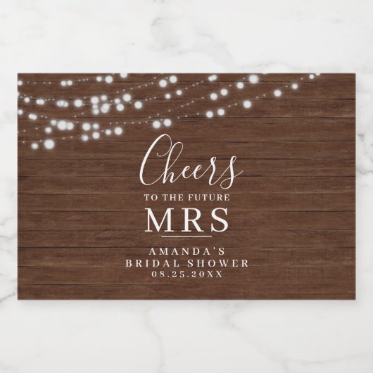 Rustiek Houten Mini Vrijgezellenfeest Mousserende Sparkling Wijnetiket (Enkel label)