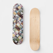Rustiek houten modern kleurrijk blokpatroon skateboard (Voorkant)