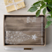 Rustiek houten patroon Vrolijk Kerstmis Sneeuwvlok Tissuepapier (Geschenk)