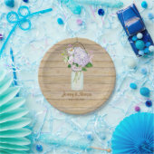 Rustiek Houten Schuur Hek Hydrangea Mason Jar Papieren Bordje (Feest)