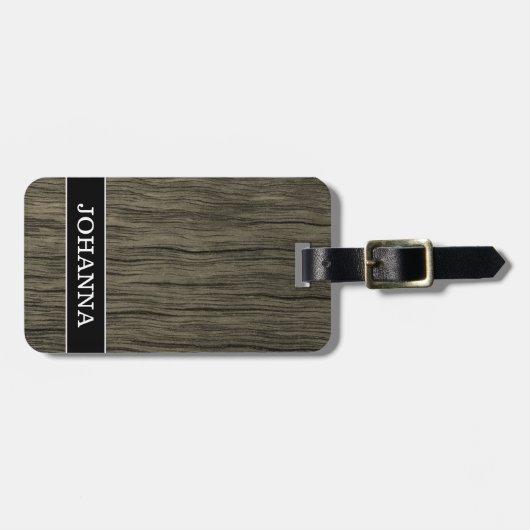 Rustiek Houten Uitkijkpatroon + Aangepaste Naam Ba Bagagelabel (Voorkant horizontaal)