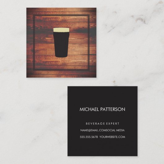 rustiek houten vierkant element vierkante visitekaartje (Voorkant / Achterkant)