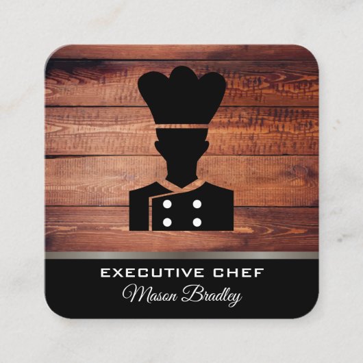 rustiek houtgereedschap | grillmeester | chef vierkante visitekaartje (Voorkant)