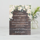 Rustiek houtgroen wit bloemenbruiloft rozen kaart (Staand voorkant)