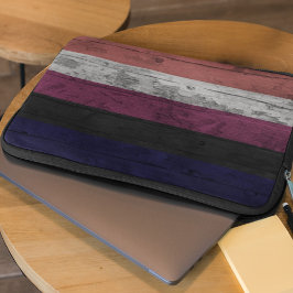 Rustiek Houtkorrel Genderfluid Pride Flag Stripe Laptop Sleeve