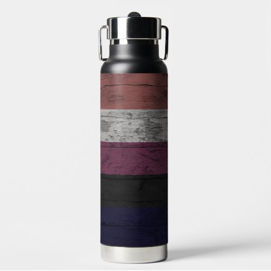 Rustiek Houtkorrel Genderfluid Pride Flag Stripe Waterfles (Voorkant)