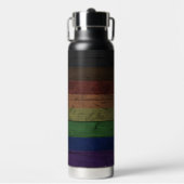 Rustiek Houtkorrel Philadelphia Pride Rainbow Flag Waterfles (Voorkant)
