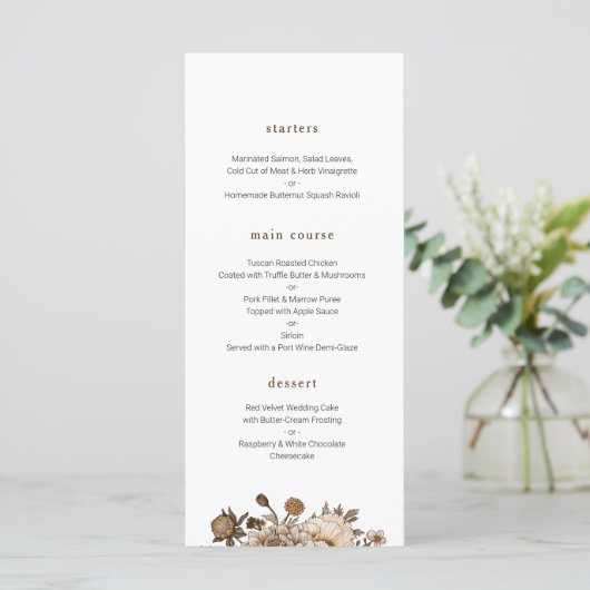 Rustiek huwelijksmenu, boho menu (Staand voorkant)