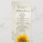 Rustiek huwelijksprogramma. Zonnebloem ceremonie k Programma (Voorkant / Achterkant)