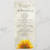 Rustiek huwelijksprogramma. Zonnebloem ceremonie k Programma (Voorkant)